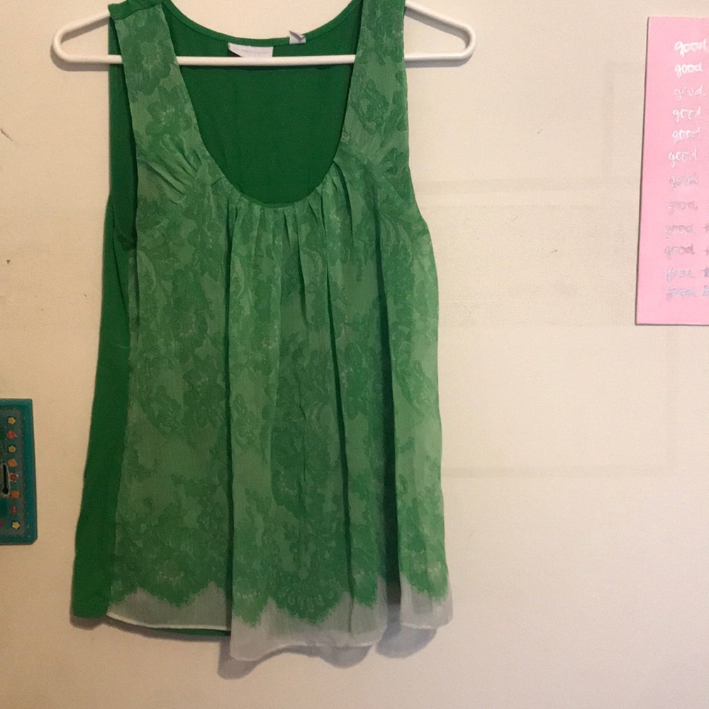 Green floral print sleeveless top